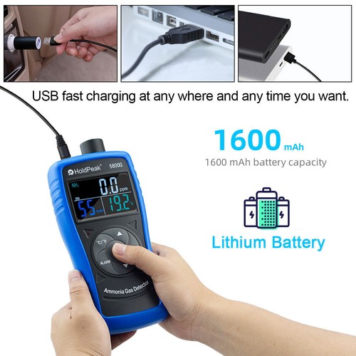 Ammonia Gas Meter Digital LCD 0-100PPM Automotive NH3 Temp Detector Rechargeable - Picture 9 of 11