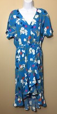 J. Crew Mercantile Women's Size XS Blue Floral Faux Wrap Dress Pretty