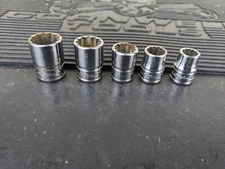 #aw017  Snap On 5pc 3/8" dr 12-Point SAE Shallow Sockets