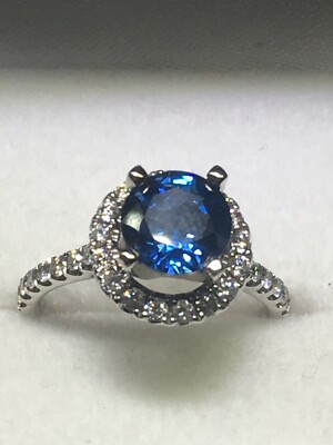 SHANE 14K White Gold Natural 3/4ct Sapphire and Diamond