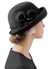 Women Wool Felt Flowers Bucket Cloche Bowler Hat Church Wedding Dress Fascinator