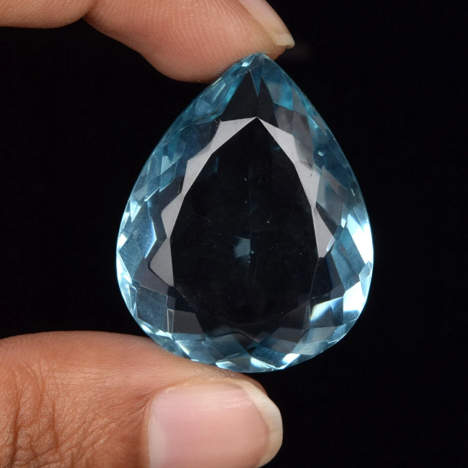 Синтетический ограненный в лаборатории аквамарин грушевидной огранки AAA - Изображение 3 из 4