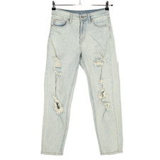 Wild Fable Jeans Womens Sz 00 Blue High Rise Mom Distressed Stretch 5 Pocket