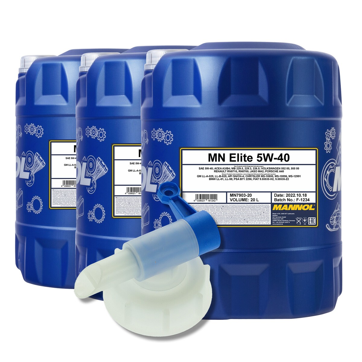 Mobil 5 W 40 20 Liter MANNOL Extreme 5W-40 Motoröl – ACEA A3/B4, Für VW, Porsche, Mercedes, Mehr öl 5w30