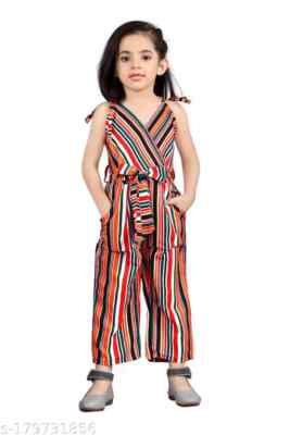 Girl's Special Pure Cotton Silk Jumpsuit With very Beautiful Prints With Separat