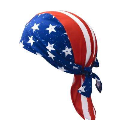 Moisture Wicking USA American Flag Stars Vented Headwrap Biker Durag Cap Doo Rag
