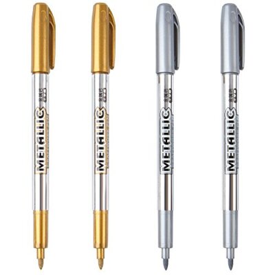 Premium Metallic Markers Pens - Silver and Gold Paint Pens for Black PaperGlass