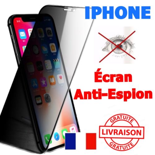 Verre Trempé pour iPhone Protection Anti Espion 15 14 13 12 11 Pro Max/Xs/XR/X - Imagen 1 de 34