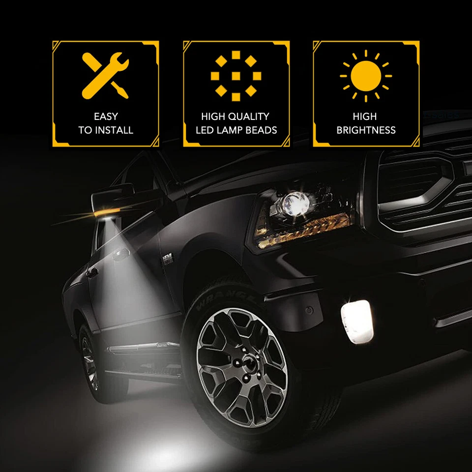 Подходит для Dodge RAM 1500 2500 3500 светодиодные боковые зеркала указатели поворота лампы подсветки лужи - Изображение 4 из 4