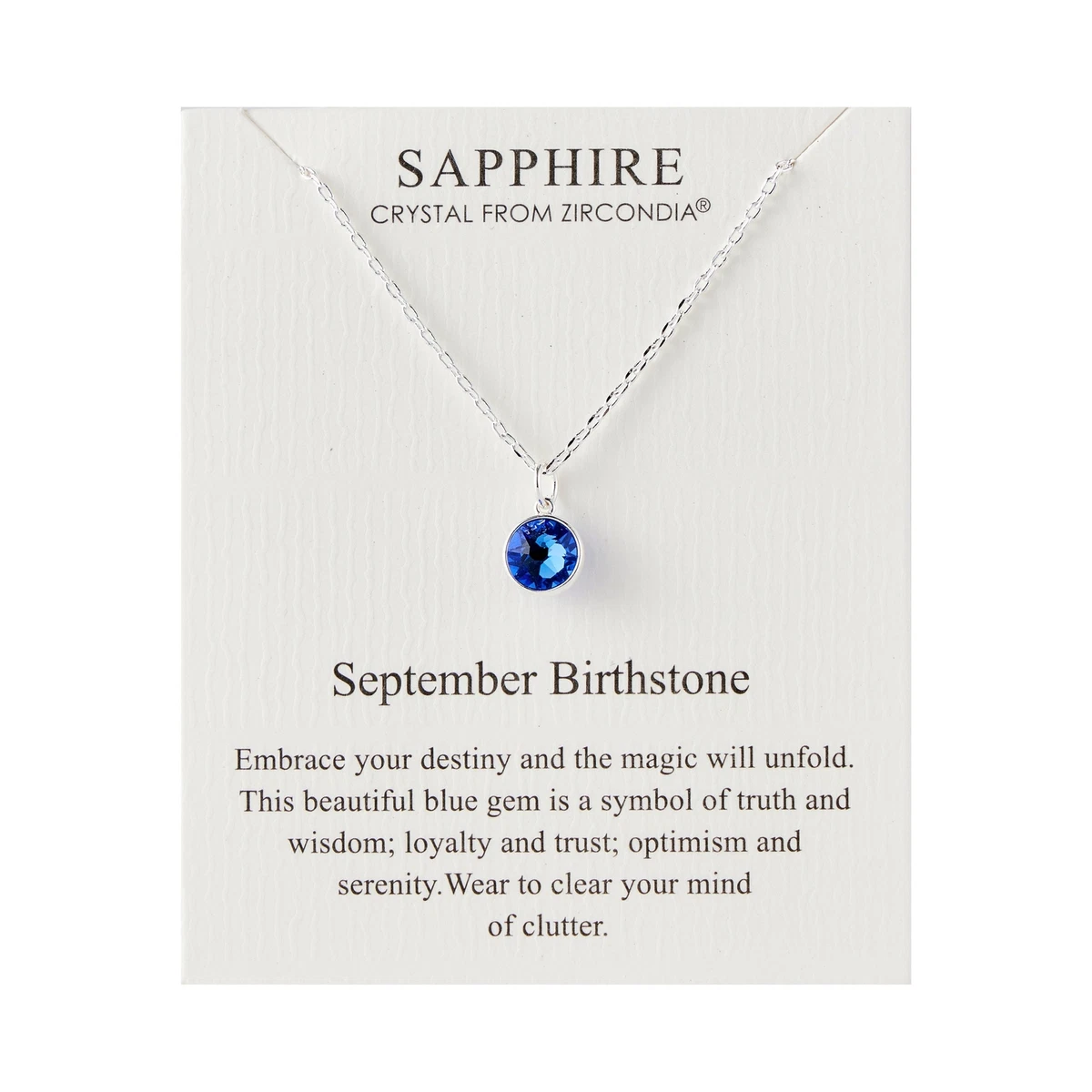 September Sapphire Birthstone Necklace Created with Zircondia Crystals