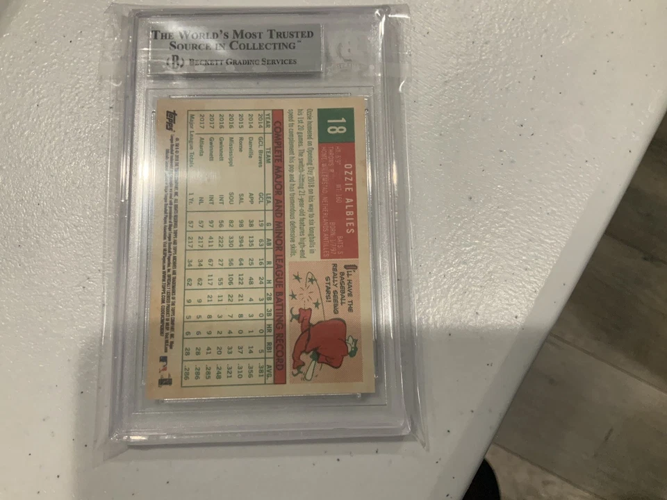 OZZIE ALBIES Signed Auto Autographed 2018 Topps Archives RC BAS Beckett - Image 2 of 2