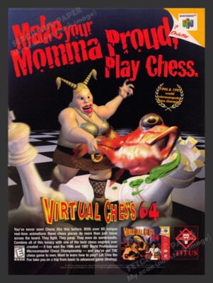 Virtual Chess 64 1990s Video Game Print Advertisement 1998