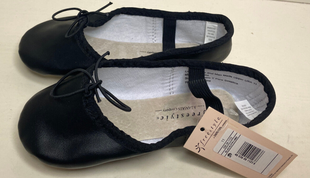 SAOLA Scarpe da balletto nere compagnia Freestyle Danskin pantofole suola in pelle ragazze taglia 11