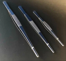 3pc EXTRA LARGE STAINLESS STEEL TWEEZERS SET SERRATED TIPS 8" 10" 12" TW2-408