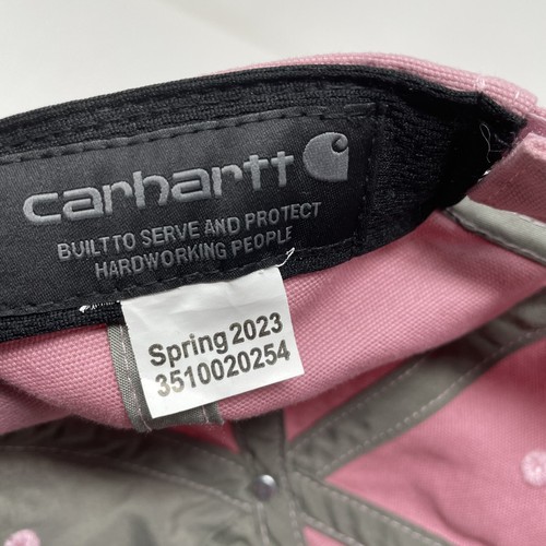 Carhartt Hat Womens Pink Leather Patch Canvas Adjustable Workwear Gorpcore - Picture 9 of 9