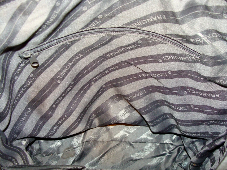 FRANCINEL PARIS BLACK LEATHER TRIM SHOULDER BAG BACKPACK PURSE  D131 - Image 3 of 4