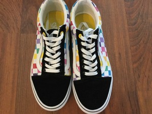 checkerboard vans rainbow