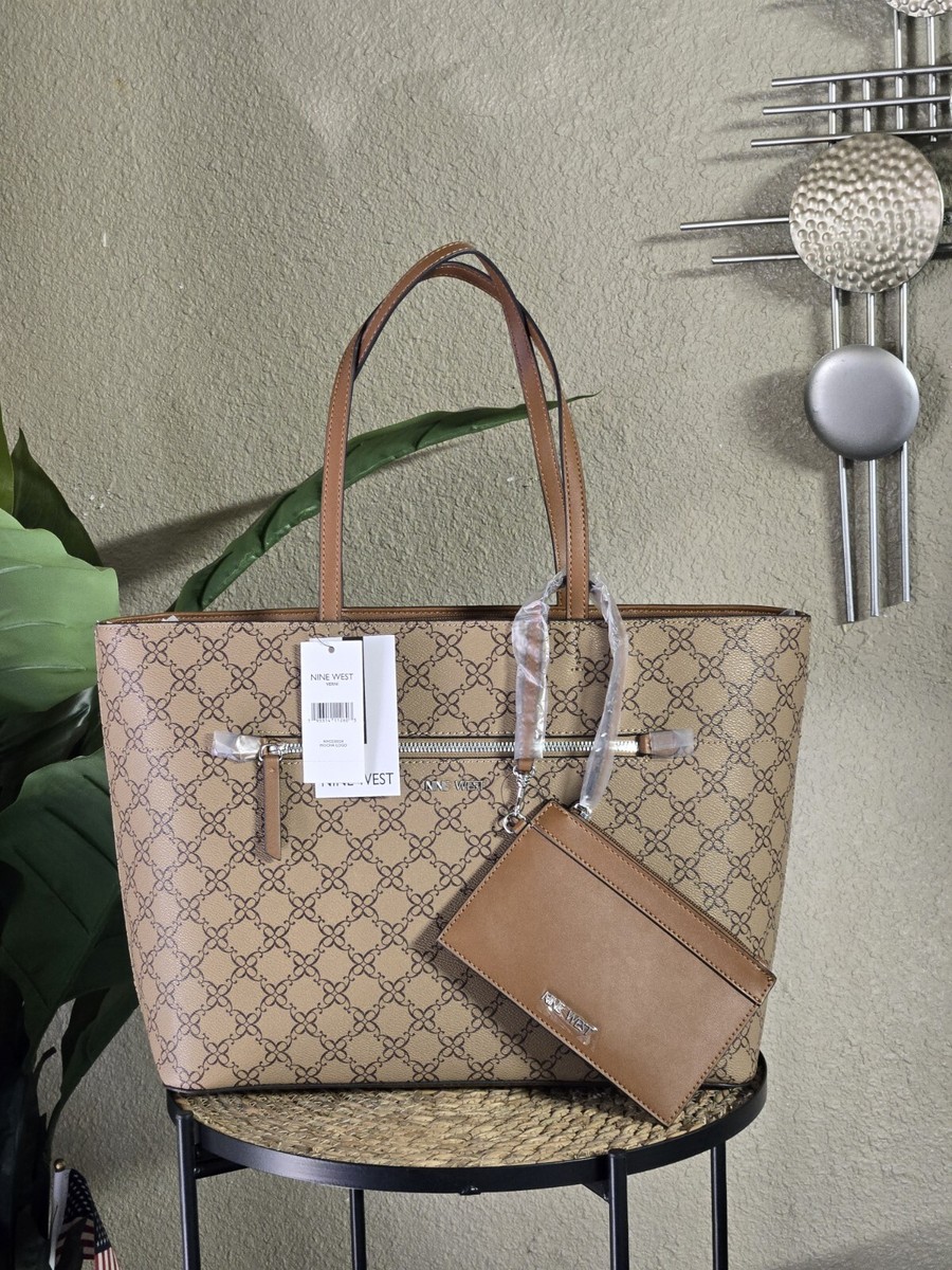 NINE WEST Verni Extra Large Tote Mocha Logo UK
