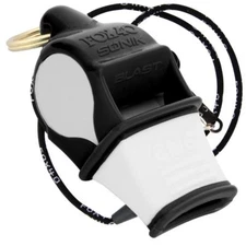 BLACK/WHITE Fox 40 SONIK BLAST CMG Whistle Official Coach Safety - FREE LANYARD