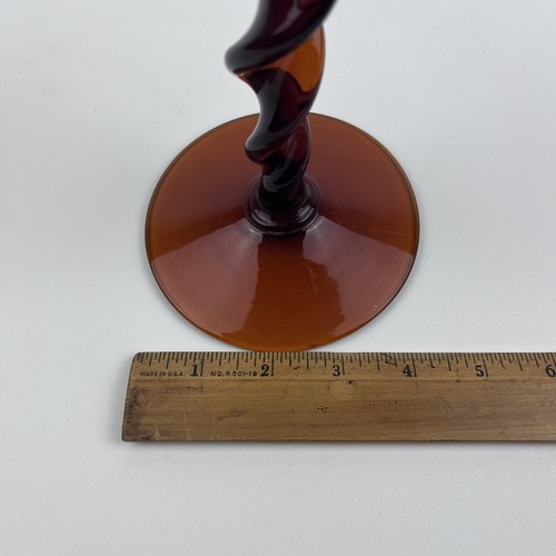 Vintage Italian Empoli Glass Candle Holder/Vase Dark Red Brown No Flaw - Picture 5 of 11