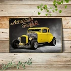 Tin Metal Signs Home Décor 8x12 Vintage Hot Rod Car & American Graffiti Wall  Re