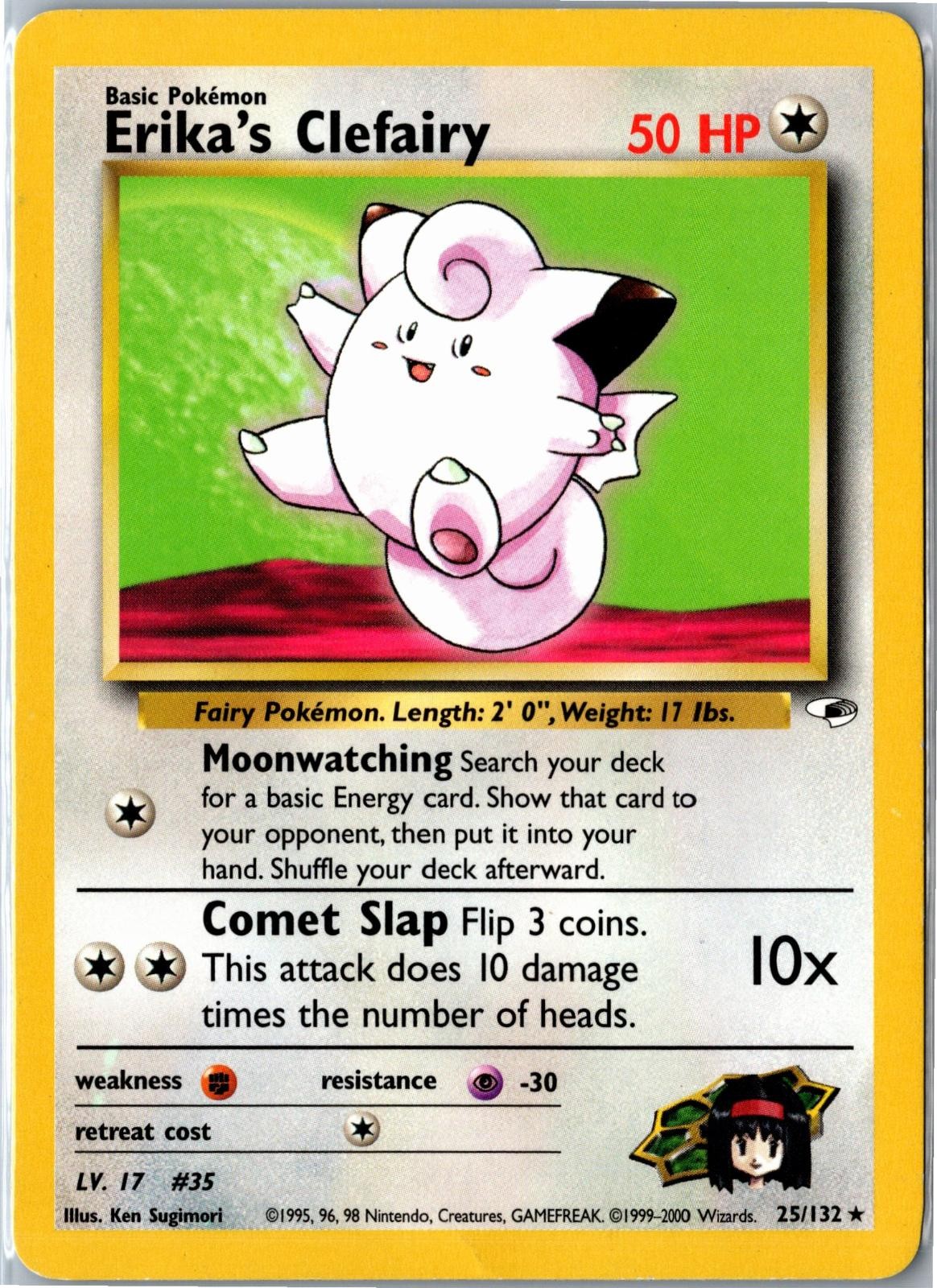 Pokemon Card - Erika's Clefairy Gym Heroes 25/132 2000 Rare Unlimited HP