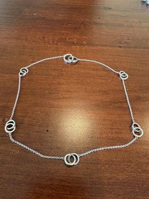 SELTENER FUND: Tiffany & Co Silber 1837 ineinandergreifende Kreise Halskette Kette 16''