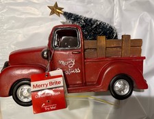 New Lighted Led Merry Christmas Tree Delivery Red Truck Resin Lights Up Display