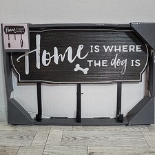 Don't Wall Plaque With Hook Home Is Where The Dog Is Leash Holder Key Holder