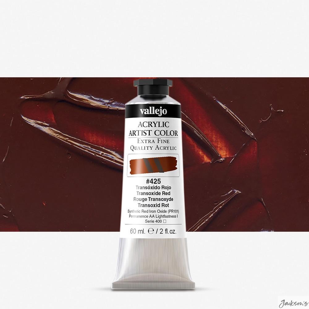 Vallejo Artist Acrylic Paint Synthetic Iron Oxide 60ml Transoxide Red PR101