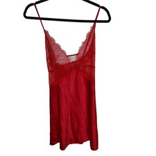 Victorias Secret Womens Satin Lingerie XL Eyelash Lace Coquette Boudoir Chemise