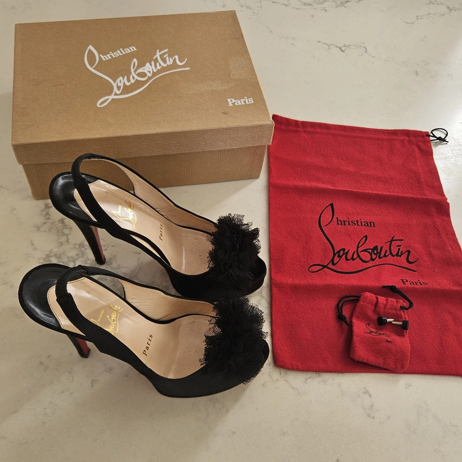 Christian Louboutin — Christian Louboutin Frouprive 120 Black High Heel Platform Shoes Size EU 39
