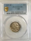 1937 D 3 Legged Buffalo Nickel PCGS AU 58
