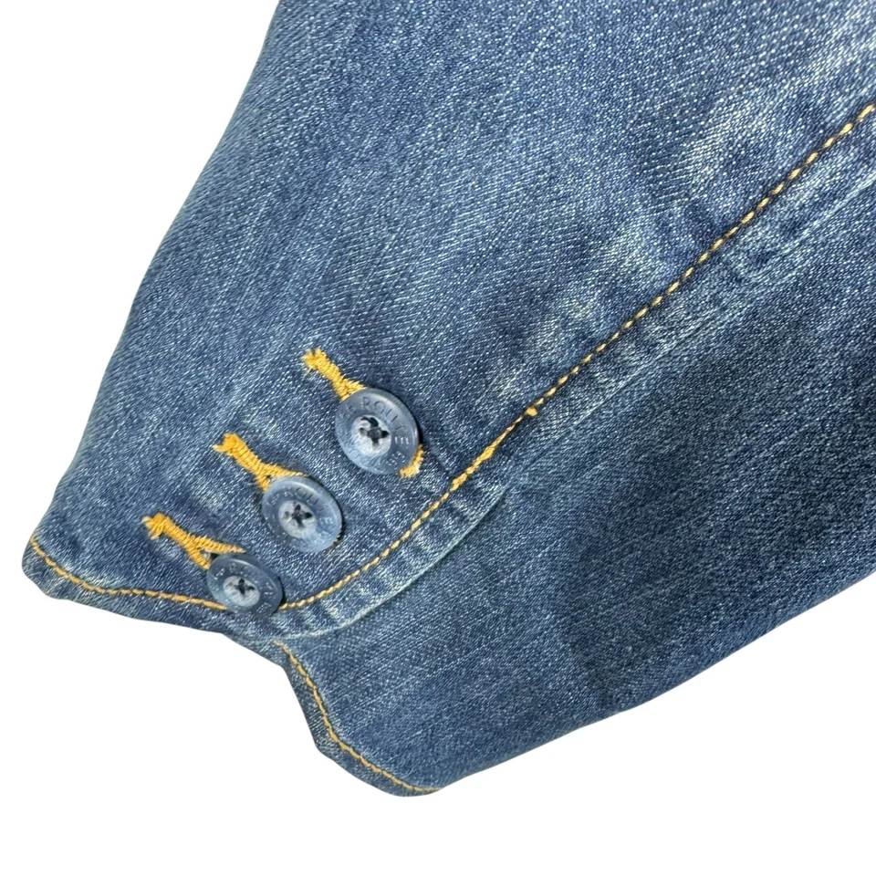 Chaqueta de Jean Route 66 Mezcla de Algodón Lavado Medio Cuello Abotonado Elástica Talla L Foto 4 de 4