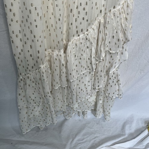Lilly Pulitzer Cristiana Midi Dress Sz 14 Coconut Metallic Ivory Gold Tiered EUC - Picture 12 of 18