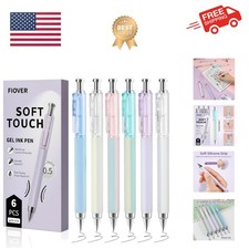 Gel Pens, 6 Pcs 0.5mm Quick Dry Black Ink Pens, Fine Point Smooth Writing Pen...