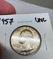 1957 25C Washington Quarter. BU toned.