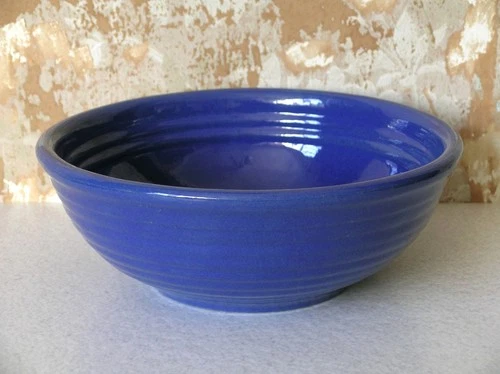 Bauer Pottery Ring Ware Nappy Bowl #8 Cobalt Blue 8 3/8"
