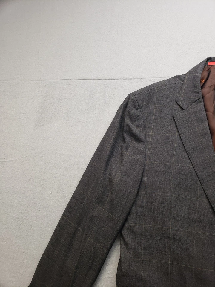 Isaia Men Blazer Jacket 56 Gray Plaid Button Sport Coat Casual Relaxed Fit US46 - Image 2 of 4