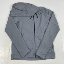 Nike Hoodie Mens Medium Gray Dri Fit Full Zip Performance Lined Workout Stretch