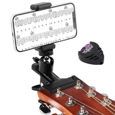 Guitar Head Phone Holder Mount with Pick Case,for 3.5"-7.5" Black
