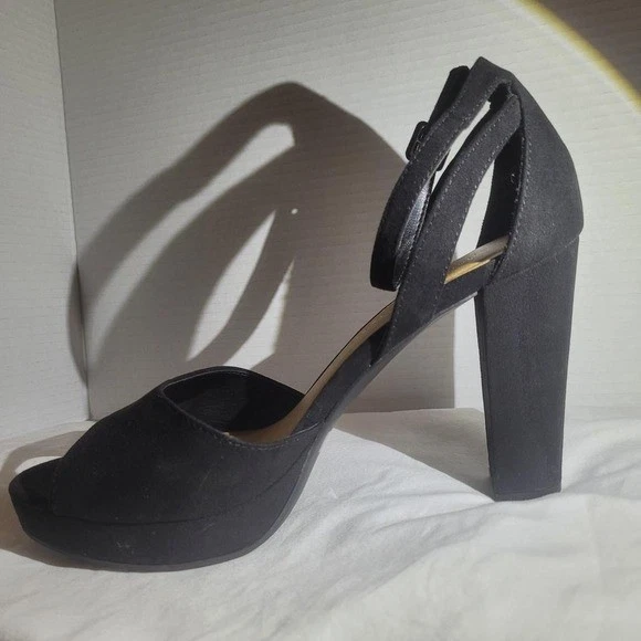 CHINESE LAUNDRY Negro Gamuza Tobillo Correas Stiletto Foto 3 de 4