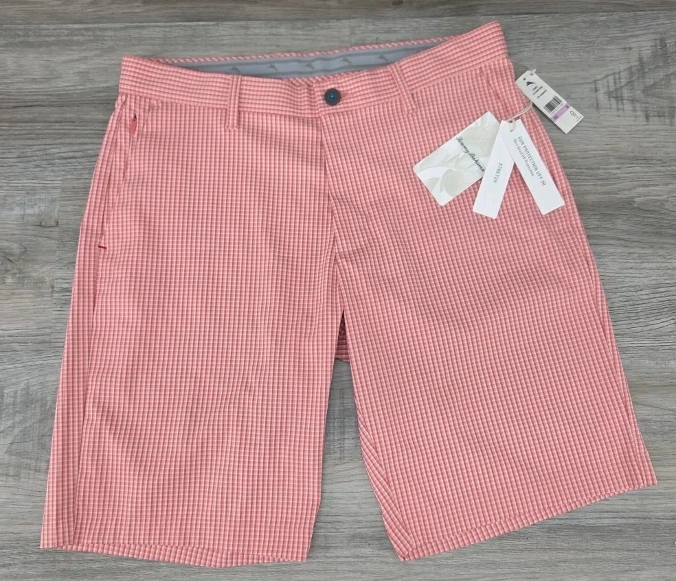 Tommy Bahama Ace Fairway Plaid Short Mens 32 Mangorama Quick Dry Stretch UPF 30