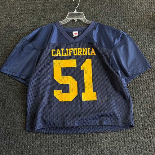 Vintage California Mesh Cropped Football Jersey XL 51 A4 Blue Gold Najarian