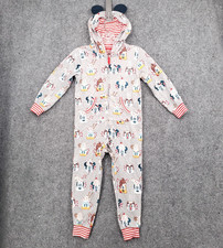 Disney One Piece Pajama Kids Girls 5 Gray Mickey Mouse Sleeper Holiday Hooded