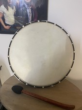 LARGE SHAMANIC FRAME DRUM WITH BEATER IN GOOD USED