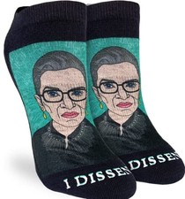 Good Luck Sock Women's Ruth Bader One Size, Ginsburg Portrait 