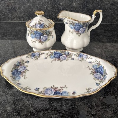 Royal Albert Moonlight Rose Marmeladentopf / Milchglas / Teller unbenutzt 