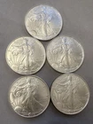 Lot of (5) 2005 American Silver Eagles 1 oz .999 Fine silver Dollar Coins BU
