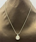 Silver Tone Teardrop Crystal Style Pendant Necklace Snake Chain Elegant